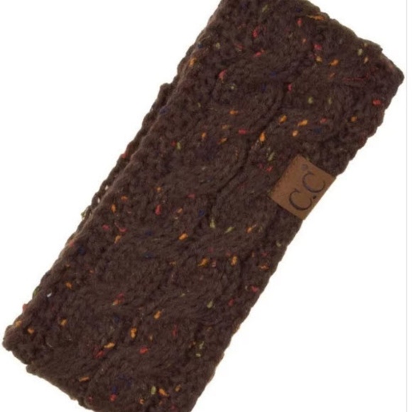 C.C Cocoa Brown chunky knit Sherpa lined headband - Picture 2 of 2